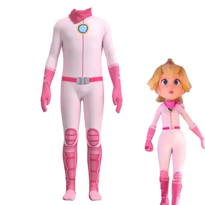Pink Princess Peach Jumpsuit Cosplay Game Costume