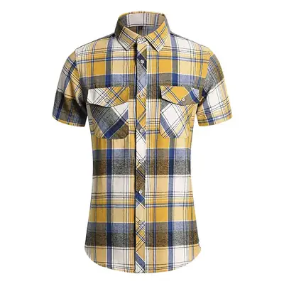 2025 Men Plaid Short Sleeve Shirt Combo Plus Size
