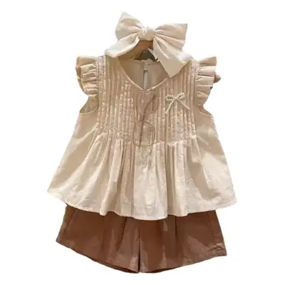 Korean Style 2-Piece Summer Top Shorts Set for Girls