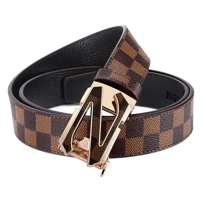 Men's Gucci Logo Belt with Gold Plated Buckle