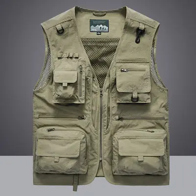 Men's Green Mesh Vest with Embroidered Logo