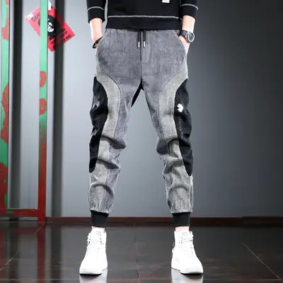 Men's Thick Corduroy Hip Hop Pants Grey Black