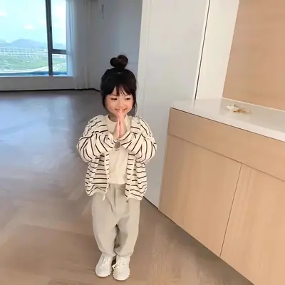 Girls Striped Coat 2023 Casual Hooded Sweater