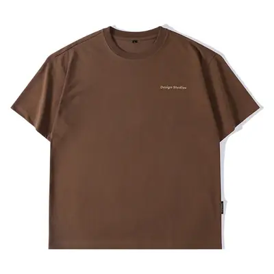 Men's Brown T-Shirt Large Loose Fit Round Neck