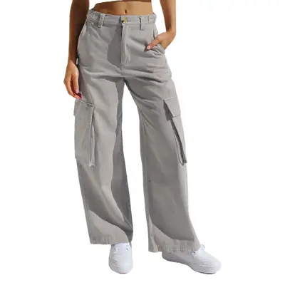 Black Cargo Pants for Women with Multi-Flap Pockets
