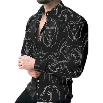 Men's 3D Printed Leopard Print Long Sleeve Shirt