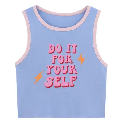 Women's Letter Printed Camisole White Black Summer Top