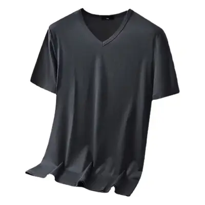 Men V-Neck Slim Fit White Polyester Top 160g