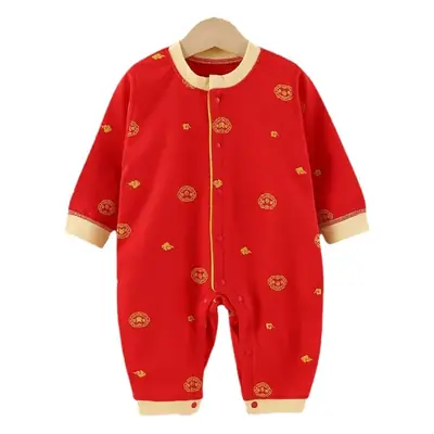 Baby Red Full Moon Long Sleeve Jumpsuit Set