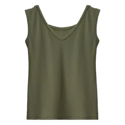 Women V Neck Sleeveless Black Cotton Camisole