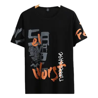 Black Graphic Short Sleeve Hooded Shorts Set Large