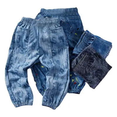 Blue Denim Trousers for Kids Large Casual Summer Pants