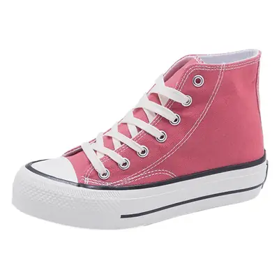 Women Canvas High-Top Shoes Black White Platform