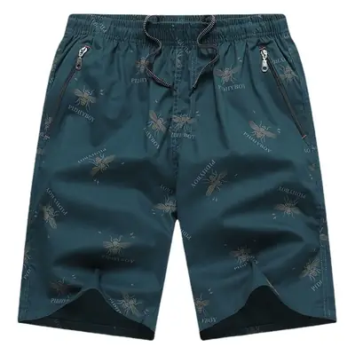 2023 Plus Size Beach Shorts Light Blue Printed