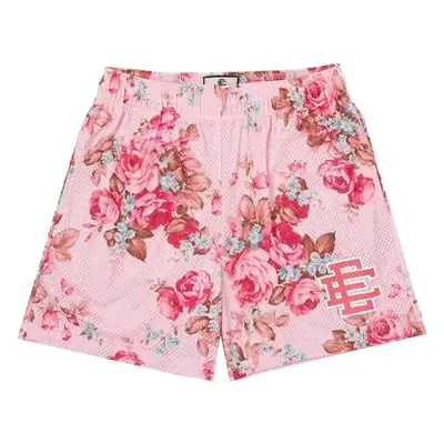Men Floral Mesh Shorts Pink Brown