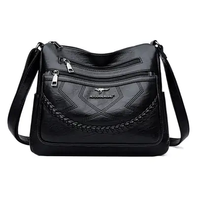 Women's Maroon Leather Shoulder Bag with Braided Design