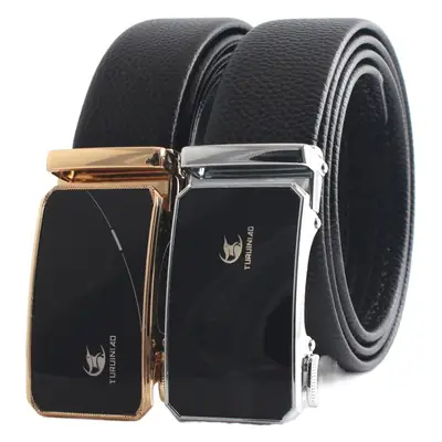 Hongsheng Men's Belt Black Gold Silver Automatic Buckle