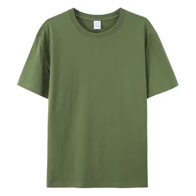 Men Cotton Round Neck T-Shirt 180g Half Sleeve Solid Color