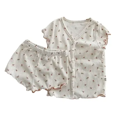 White Floral Baby Sleepwear Set Small Medium