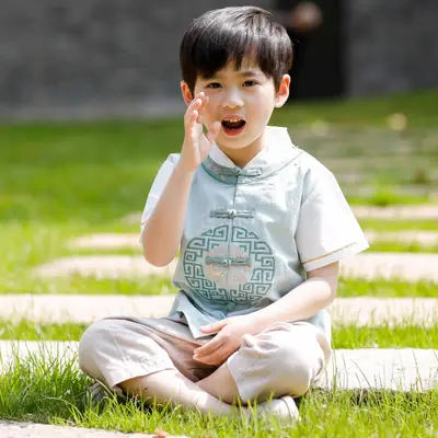 Boys Han Dynasty Tang Suit Summer Short Sleeve