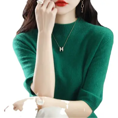 Women's 2025 Knitted Half-High Sweater Beige