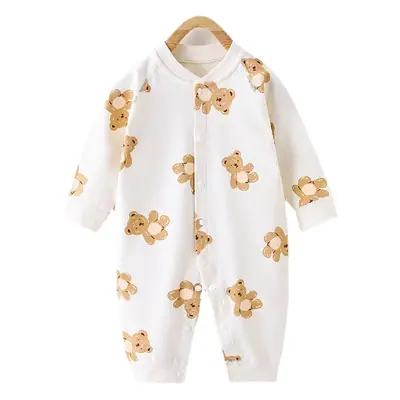Baby Cotton Cartoon Bear Jumpsuit White Spring Autumn