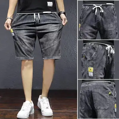 Men Denim Drawstring Shorts 2023 New Style