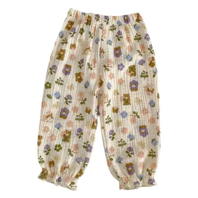 Baby Girl Floral Cotton Capri Pants Anti-Mosquito