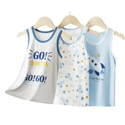 Boys' Sleeveless Vest Light Blue Ice Silk Summer