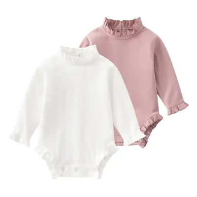 Pink Lotus Leaf Collar Baby Jumpsuit for Newborns