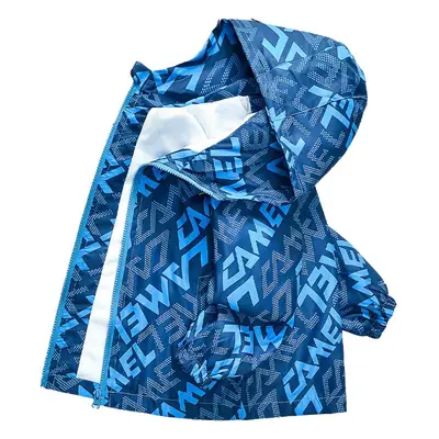 Boys' Blue Printed Mid-Autumn Coat 2025