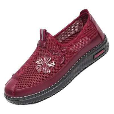 Women's Black Embroidered Slip-On Shoes with Non-Slip Sole