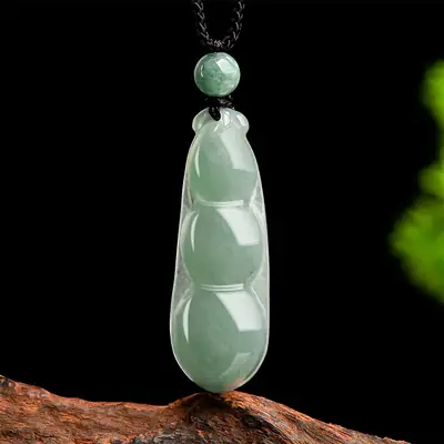 Natural Jade Oil Green Bean Pendant for Men Women