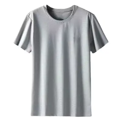Men Black Ice Silk Sweat T-Shirt Short Sleeve