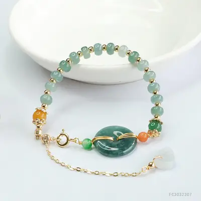 Guan Yu Jadeite Blue Bracelet with Safety Buckle