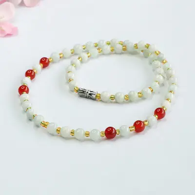 Guan Yu Natural Jade Necklace Red Agate Pendant Chain