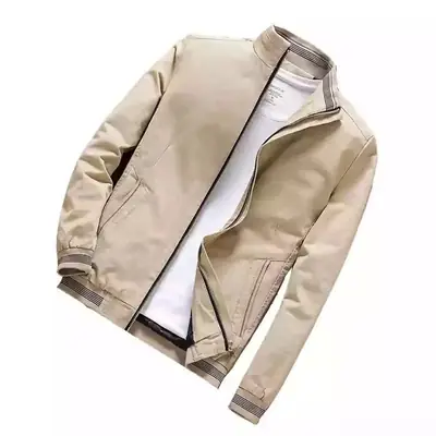 Men's Black Fleece Jacket with Zip Front & Collar