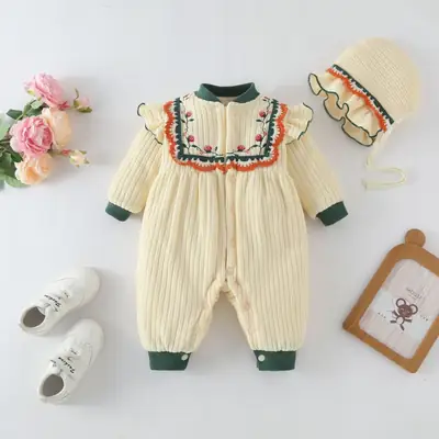 Baby Lace Collar Jumpsuit Cotton Long Sleeve