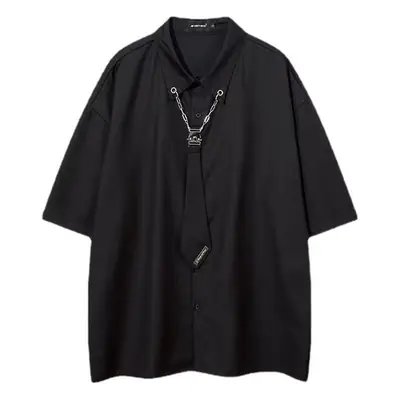 Black Japanese Style 5-Piece Sleeve Men's Shirt