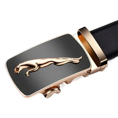 Men's Automatic Buckle Belt Patent Leather Black Gold