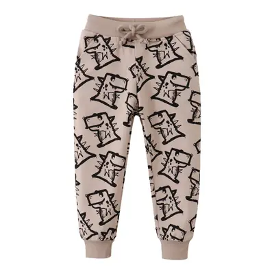 Kids Cotton Terry Pants with Cat Print for Boys