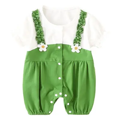 Newborn Baby Jumpsuit Green White Two-Piece Summer