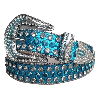 Women's Rhinestone Belt with Red Crystal Buckle