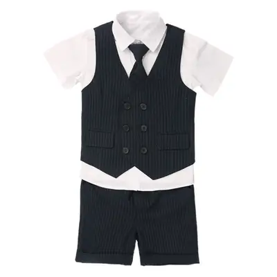 Men Navy Striped Shorts Summer School Uniform