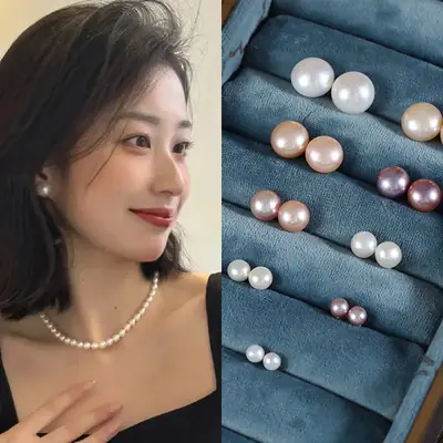 5 Pearl Earrings S925 Sterling Silver Bun Shaped Wholesale