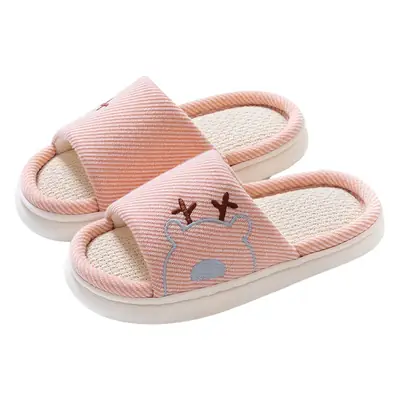 Linen Slippers Thick Bottom Men's and Women's Four Seasons Household Couple Indoor Non-Slip Silent Cotton Linen Floor Home Sandals