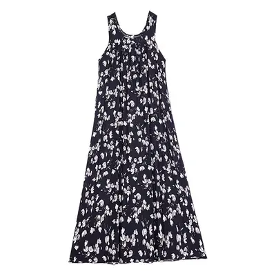 Red Floral Cotton Silk Summer Dress for Women Plus Size