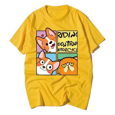 Boys Yellow Short Sleeve Cotton T-Shirt with Cartoon Print