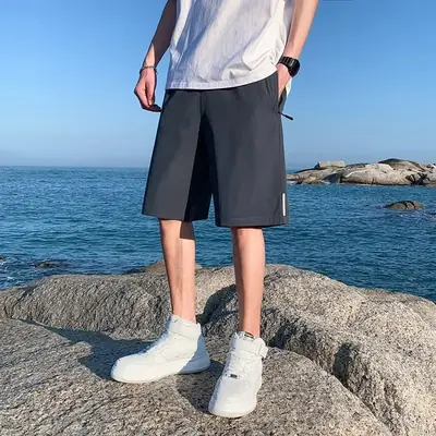 Men Ice Silk Shorts Summer 2025 Loose Fit Sports Casual Pants