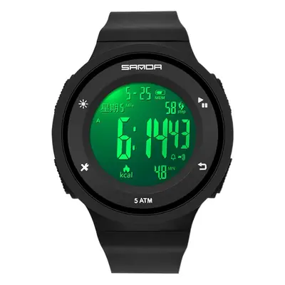Sanda Luminous Waterproof Pedometer Watch Black